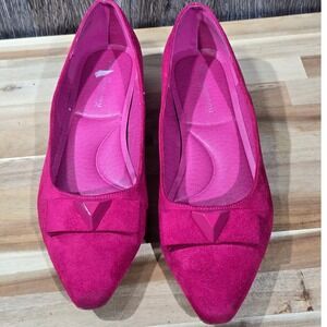 CL by Laundry Comfort Cushion Pink Suede Pointed Toe Bow Block Heel‎ Pumps 9.5